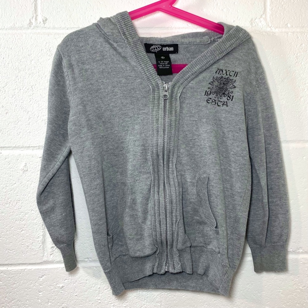 Urban Gray Zip Up Sweater Hoodie Size SMALL